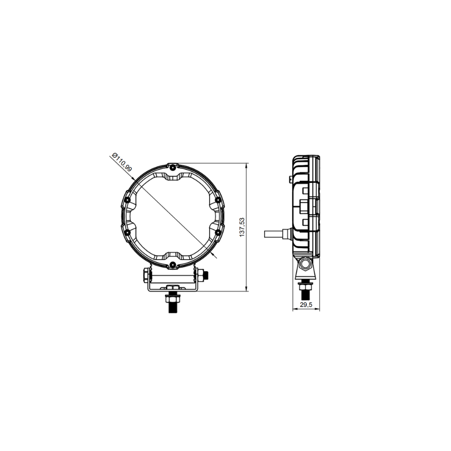 feu rond de travail Spider double position 12 et 24V