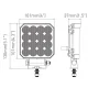 Feux de travail 12/24V 16LED carré plus