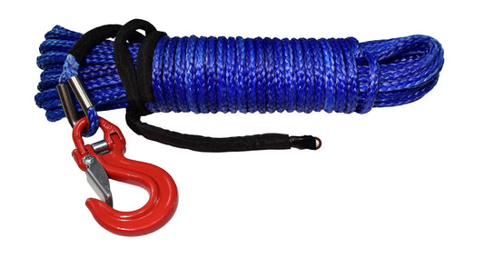 Corde synthétique bleu avec crochet diamètre 10mm x 28 Mètres