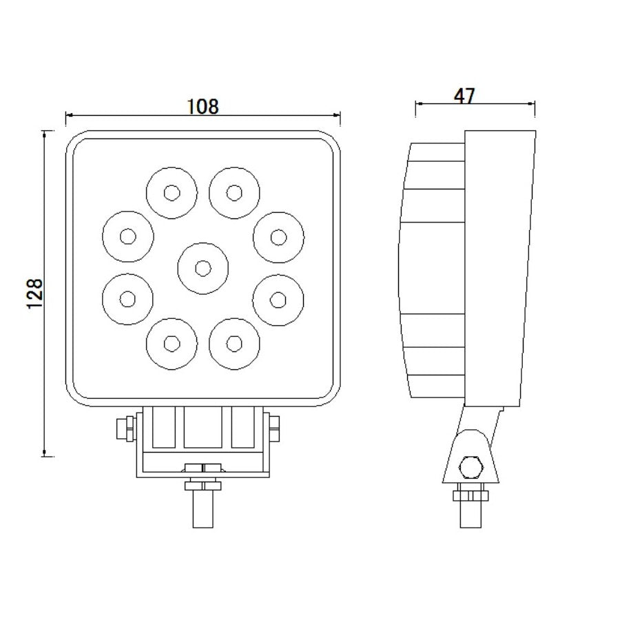 Lampe de travail / projecteur 9 LED 27W - 12/24V