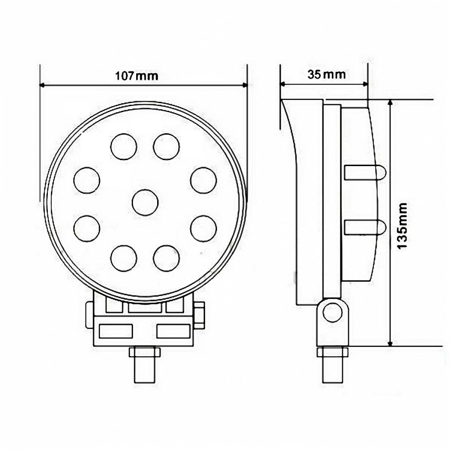 Lampe de travail / projecteur 9 LED 27W - 12/24V