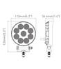 Feu de travail rond 12/24V led X9