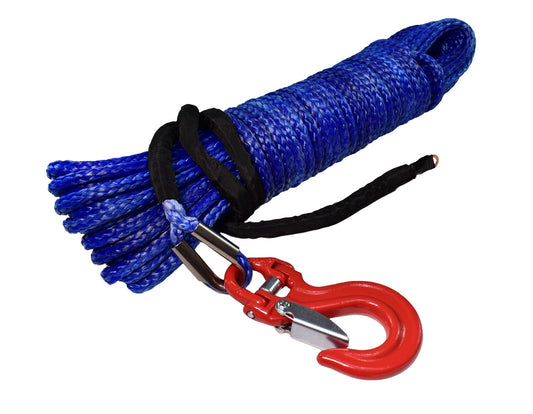 Corde synthétique bleu avec crochet diamètre 10mm x 28 Mètres